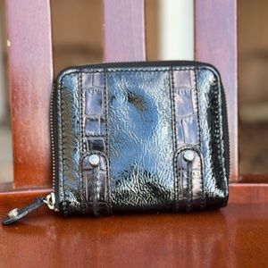Brighton Black Patent Wallet with Croc Detail